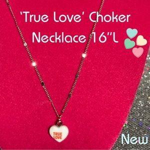 True Love Sterling Silver Choker Necklace Conversation Heart White Jewelry gift